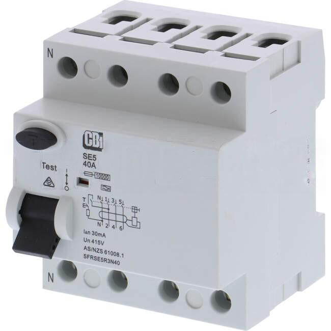 CBI Heinemann 40 Amp Miniature Circuit Breaker & Residual Current Device MCB/RCD RCBO C Curve 4 Pole 30mA