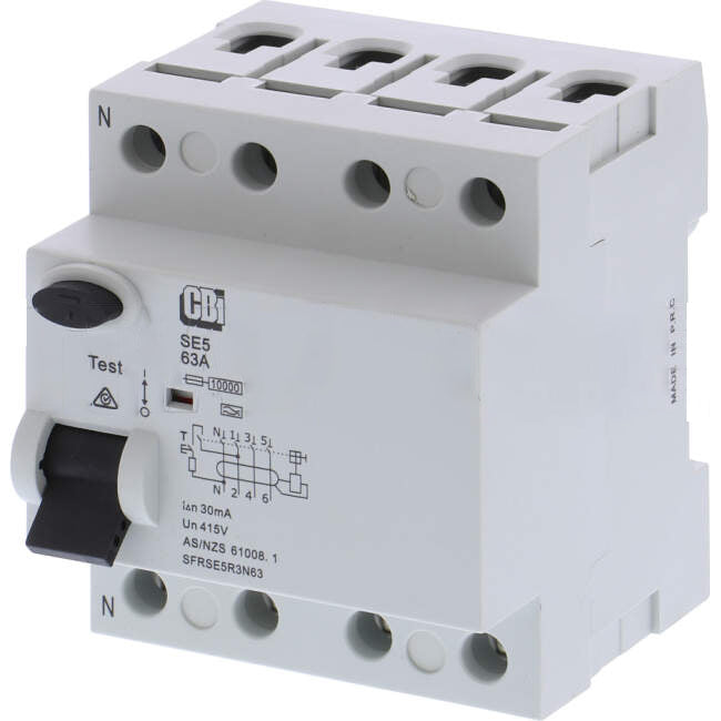 CBI Heinemann 63 Amp Miniature Circuit Breaker & Residual Current Device MCB/RCD RCBO C Curve 4 Pole 30mA