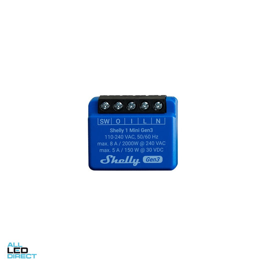 Shelly 1 Mini Gen3 Wi-Fi Relay Switch ALL LED Direct