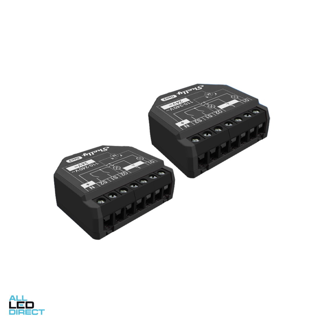 Shelly 2PM Gen3 Wi-Fi Double Relay and Motor Controller ALL LED Direct