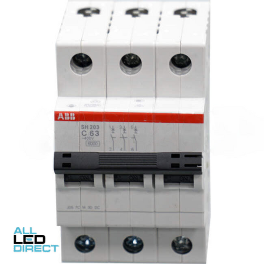 ABB 63 Amp Miniature Circuit Breaker MCB C Curve 3 Pole 6kA