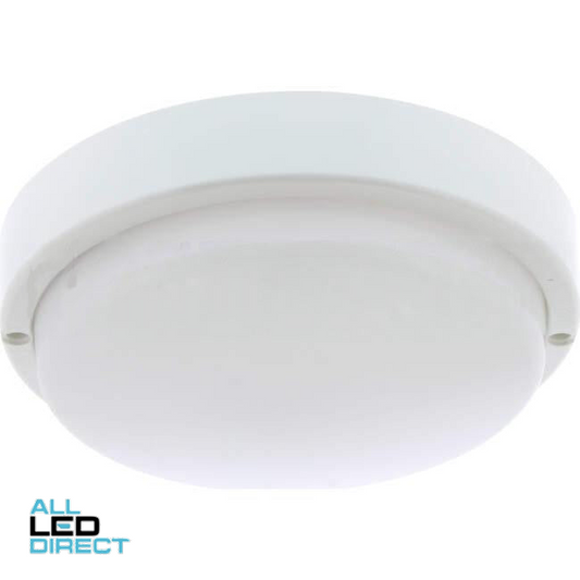 SAL 10 Watt 220mm LED IP65 Circular Oyster With Switchable Kelvin Ratings White Trim 800lms