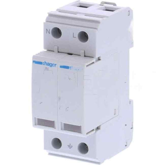 Hager 2 Pole 2 Module 8kA Pluggable Surge Protection Diverter - Default Title (SPB208D)