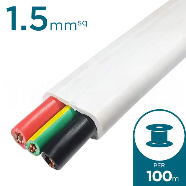 Electra 1.5mm 2 Core & Earth Flat Cable 100 Metre Drum