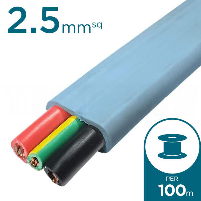 Electra 2.5mm 2 Core & Earth Flat Cable Low Smoke Zero Halogen Approved 100 Metre Drum