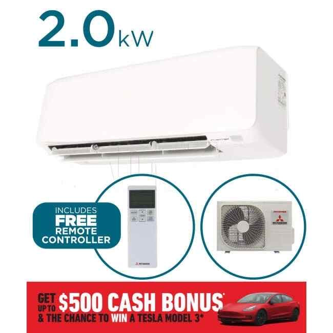 Mitsubishi 2.0kW Cool 2.7kW Heat Inverter Hi-Wall Indoor Air Conditioning Unit - Default Title (SRK20ZSAW)