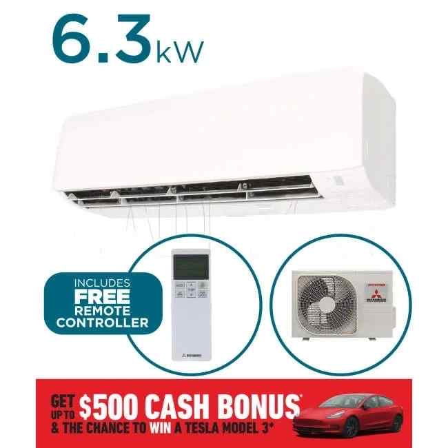 Mitsubishi 6.3kW Cool 7.1kW Heat Inverter Hi-Wall Indoor Air Conditioning Unit - Default Title (SRK63ZRAW)