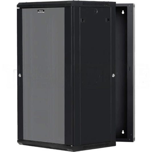 SharkRack 18RU 600mm x 550mm Wall Mounted Rack Hinged