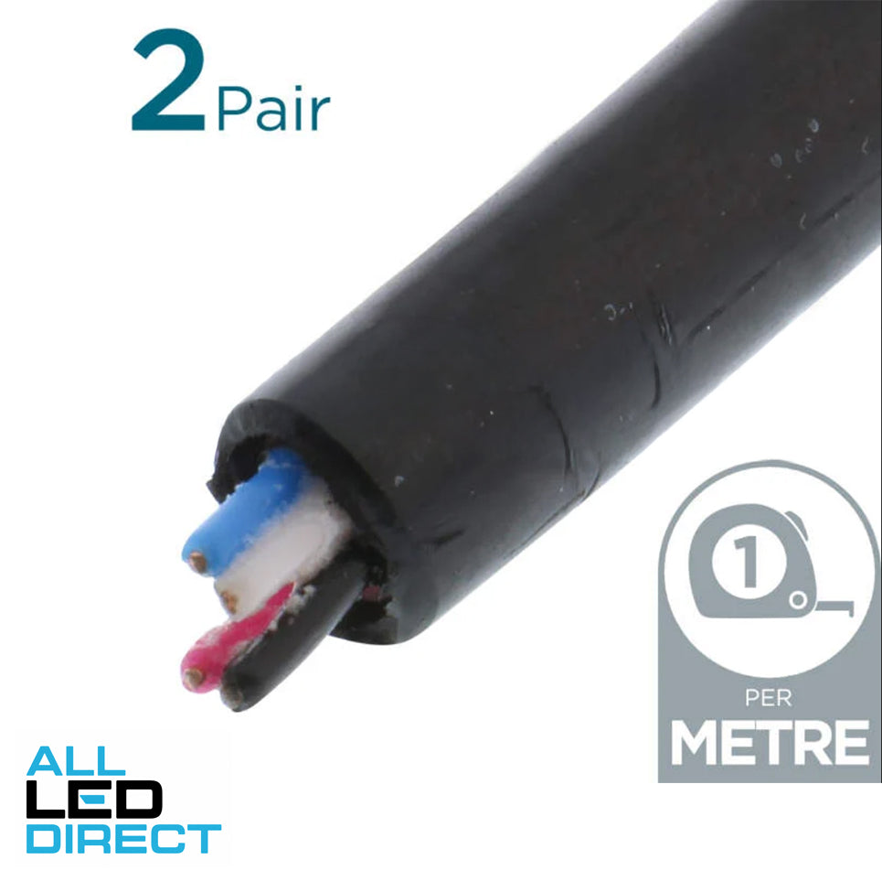 Electra 2 Pair Jelly Filled Solid Black Phone Cable Per Metre