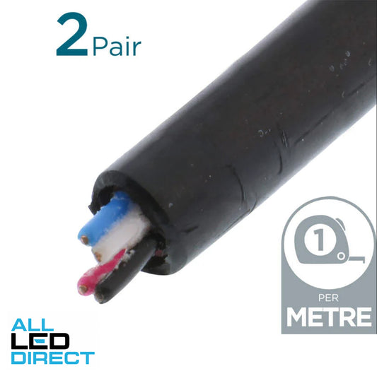 Electra 2 Pair Jelly Filled Solid Black Phone Cable Per Metre