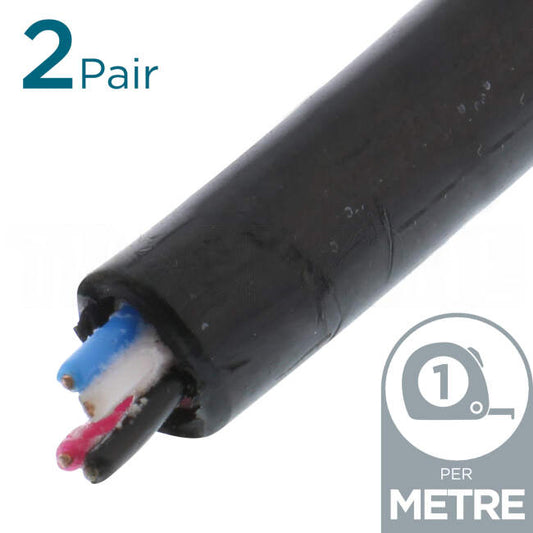 Electra 2 Pair Jelly Filled Solid Black Phone Cable Per Metre