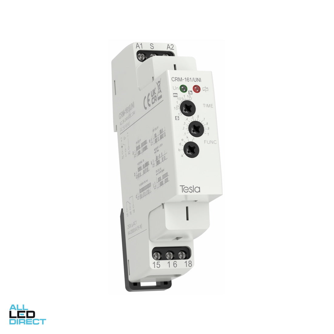 Tesla Timer Multi Functional Timer Din Rail Mount 24VDC 24 - 240 Volts AC/DC 0.1 Second - 10 Hours ALL LED Direct
