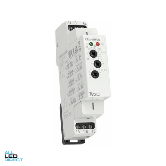 Tesla Timer Multi Functional Timer Din Rail Mount 12 - 230 Volts AC/DC 0.1 Second - 10 Days ALL LED Direct