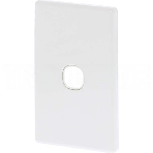 Tesla Slimline 1 Gang Switch Grid Plate White