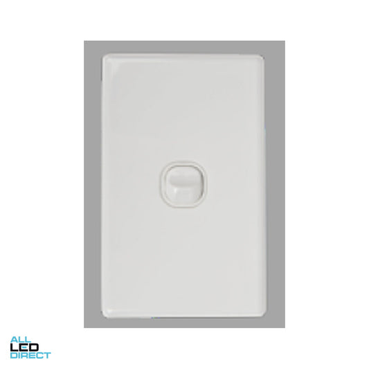Tesla 10 Amp 1 Gang Vertical Slimline Internal Rocker Switch White ALL LED Direct