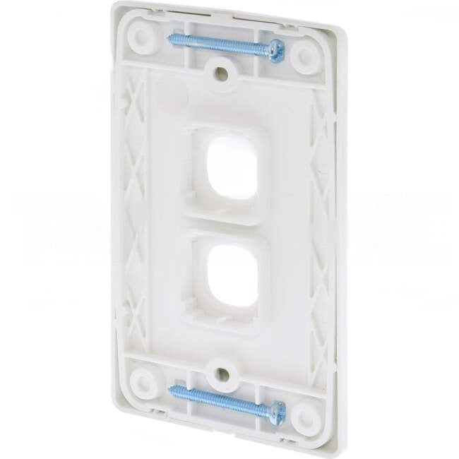 Tesla Slimline 2 Gang Switch Grid Plate White