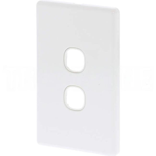 Tesla Slimline 2 Gang Switch Grid Plate White