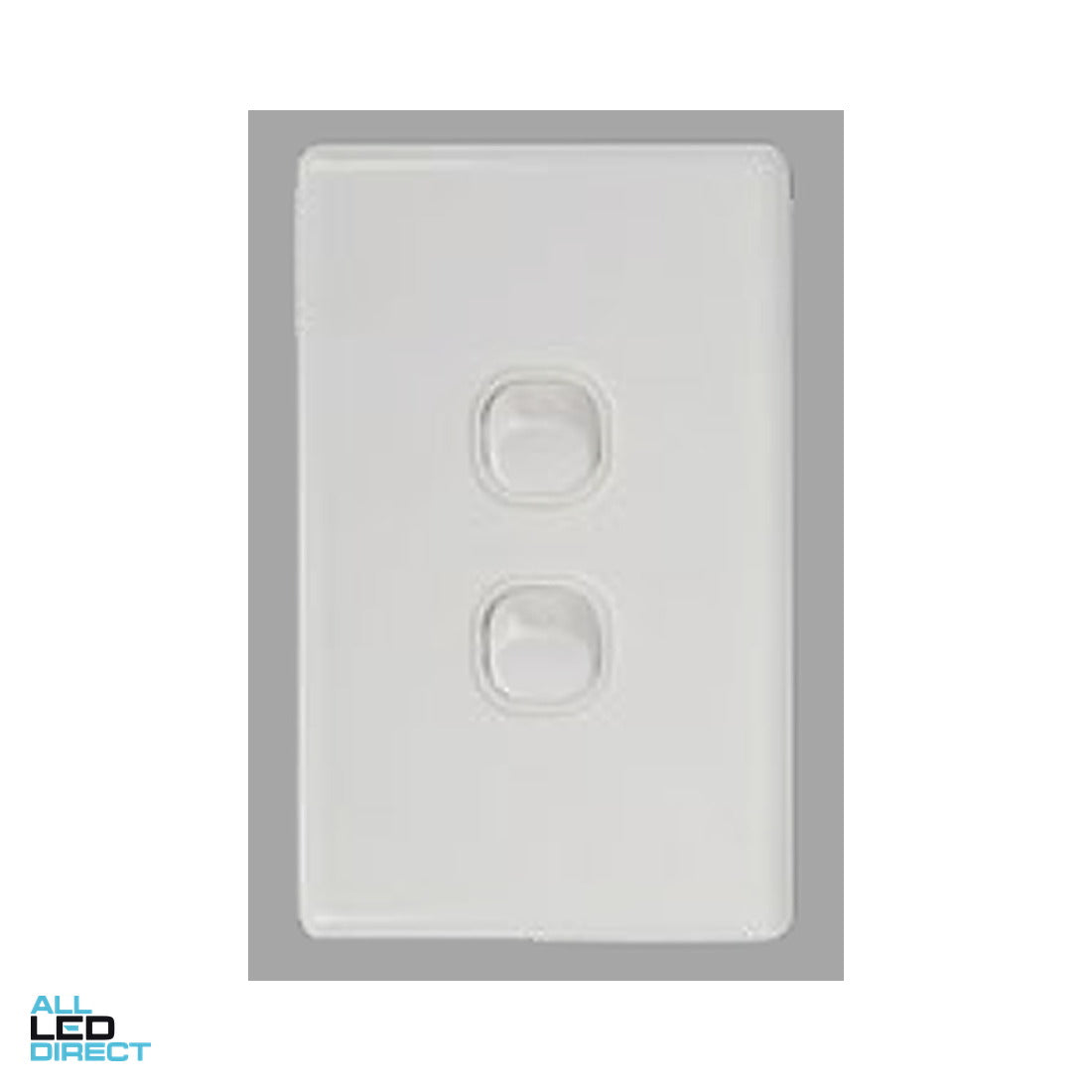 Tesla 10 Amp 2 Gang Vertical Slimline Internal Rocker Switch White ALL LED Direct