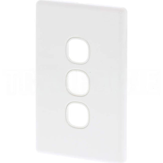 Tesla Slimline 3 Gang Switch Grid Plate White