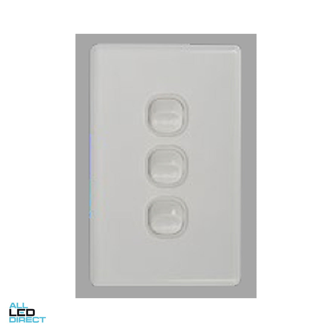 Tesla 10 Amp 3 Gang Vertical Slimline Internal Rocker Switch White ALL LED Direct