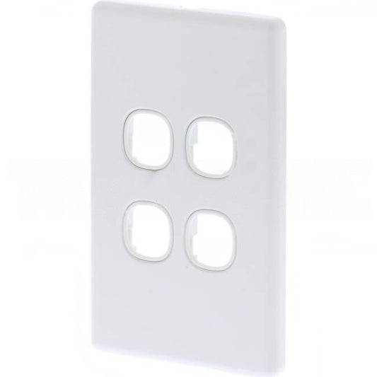 Tesla Slimline 4 Gang Switch Grid Plate White