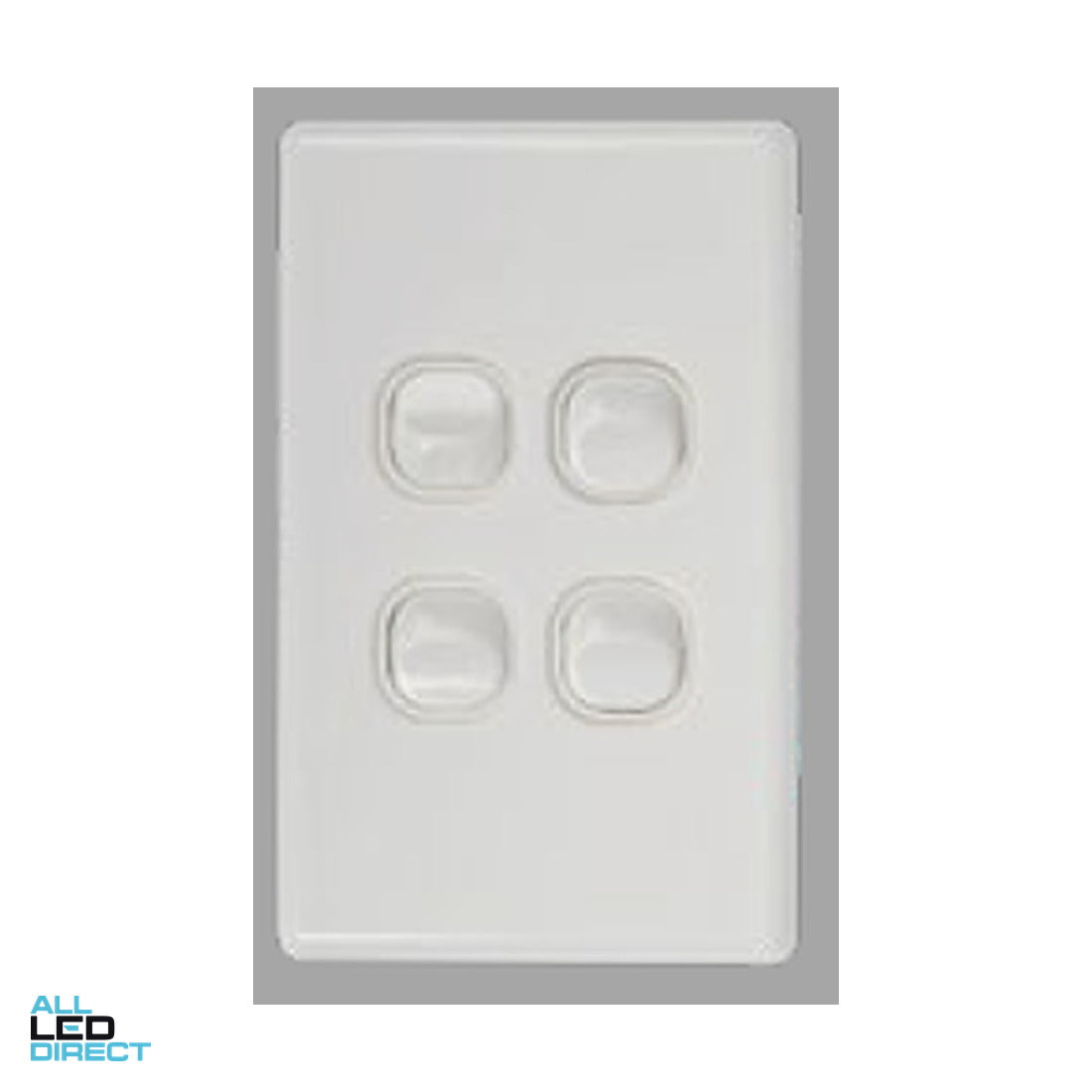 Tesla 10 Amp 4 Gang Vertical Slimline Internal Rocker Switch White ALL LED Direct