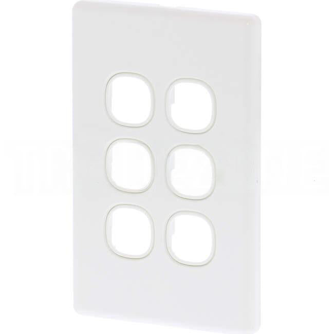 Tesla Slimline 6 Gang Switch Grid Plate White