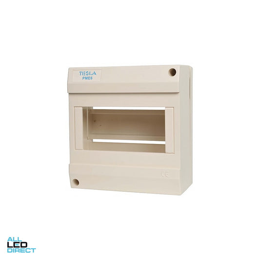 Tesla 6 Pole Surface Mounted Enclosure Including Din Rail IP30 ALL LED Direct