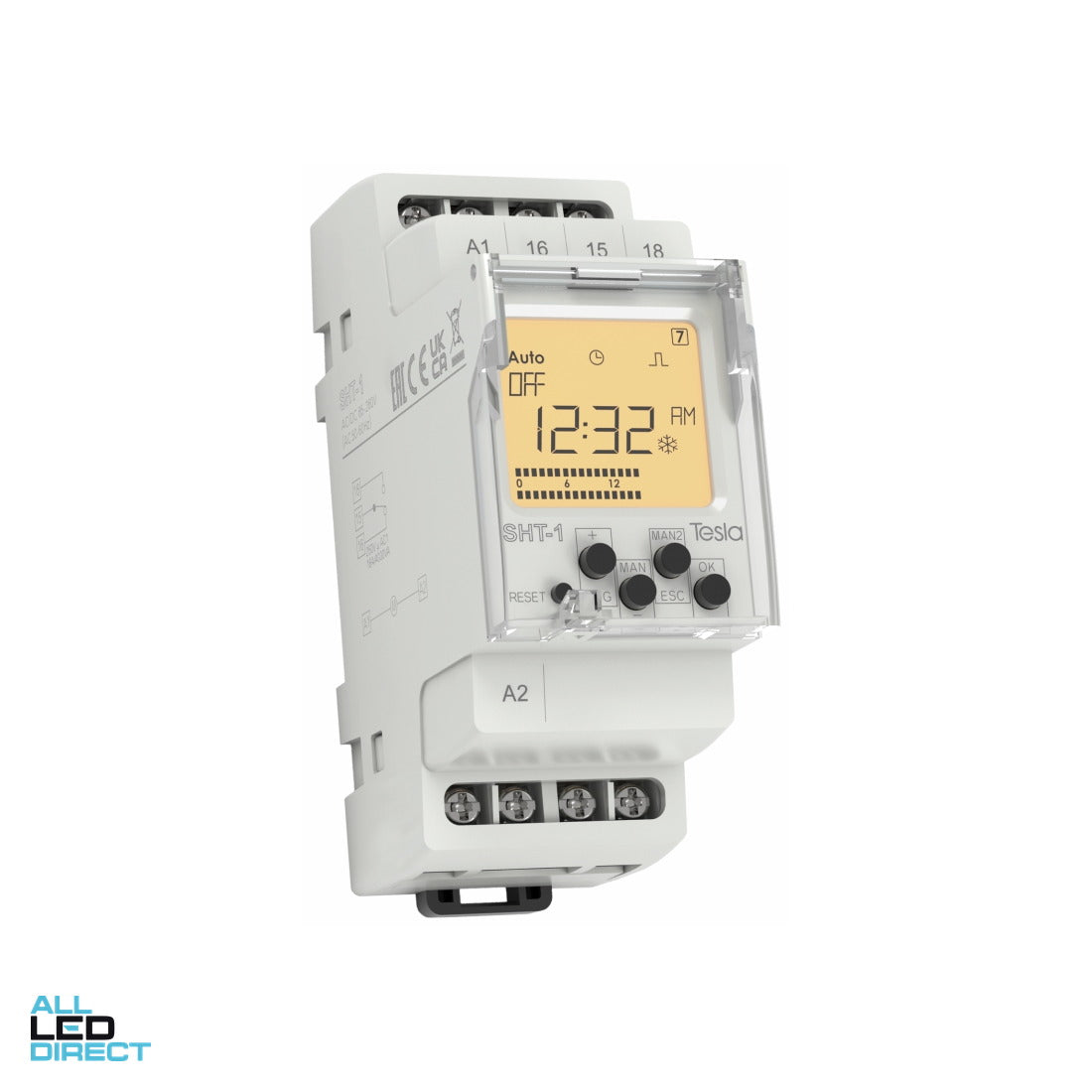 Tesla Time Switch Digital Daily/Weekly 1 Channel 24VAC/DC ALL LED Direct