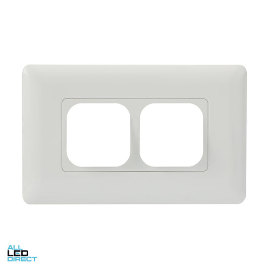 Tesla 2 Gang Large Dolly Grid and Cover Plate White ALL LED Direct