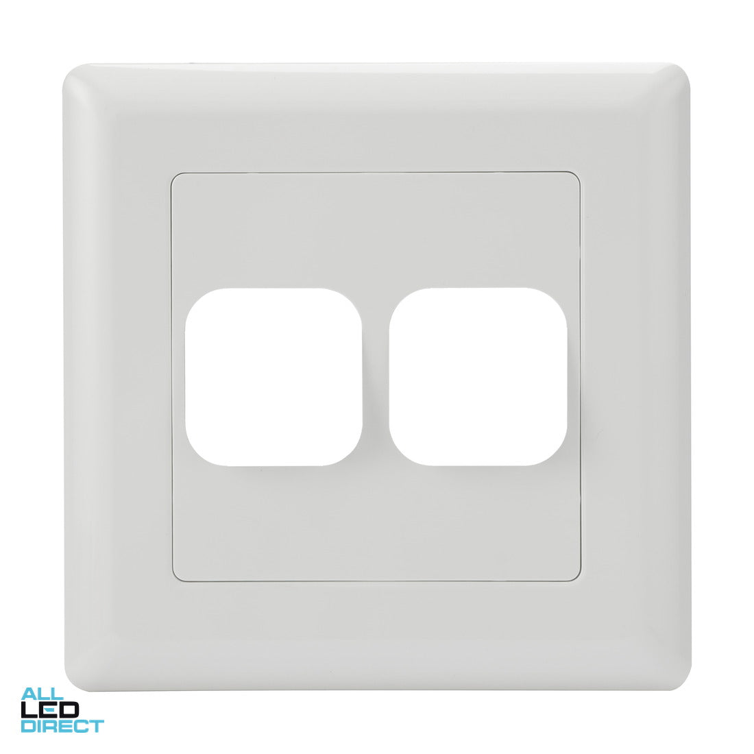 Tesla 2 Gang Large Dolly Grid and Cover Plate Large Format White ALL LED Direct