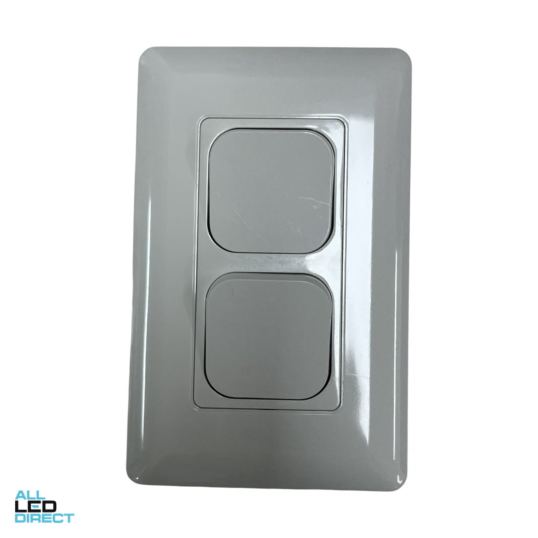 Tesla 16 Amp Large Dolly 2 Gang Internal Rocker Switch White ALL LED Direct