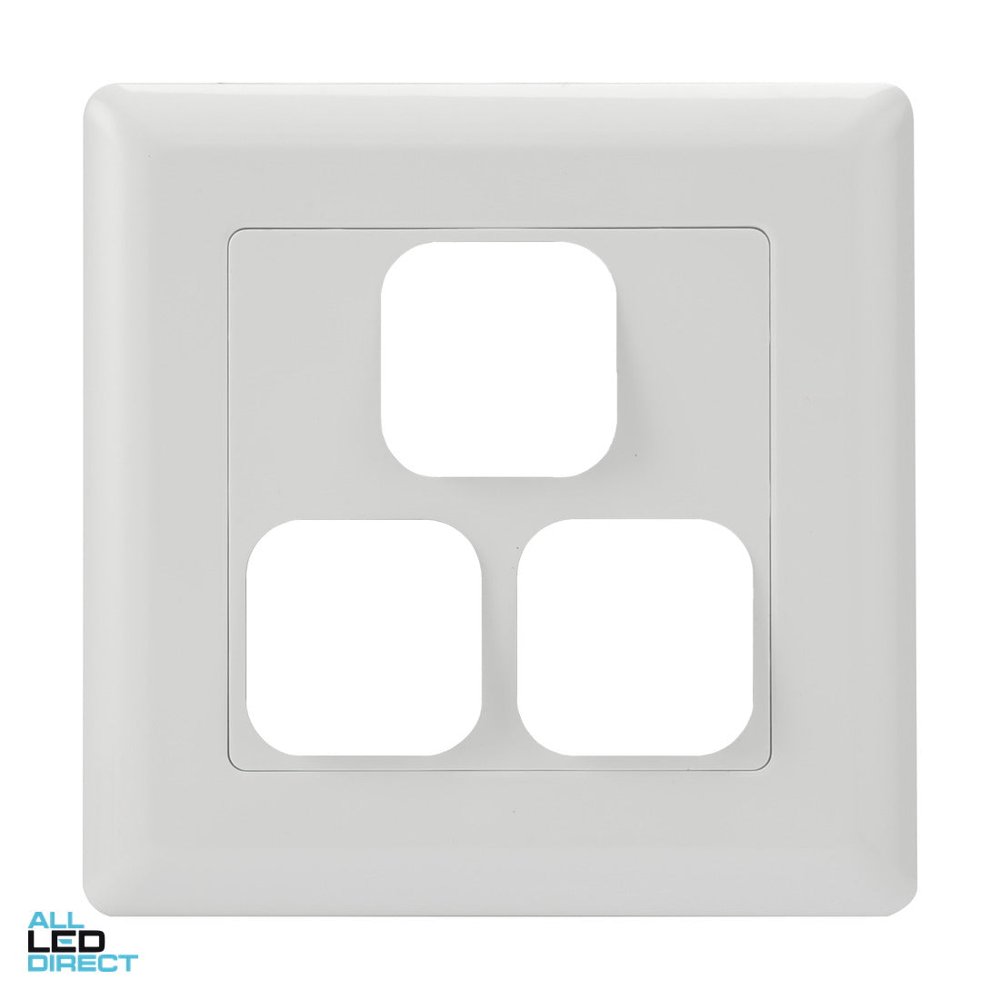 Tesla 3 Gang Large Dolly Grid and Cover Plate Large Format White ALL LED Direct