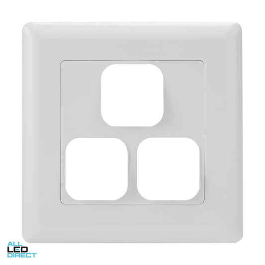 Tesla 3 Gang Large Dolly Grid and Cover Plate Large Format White ALL LED Direct