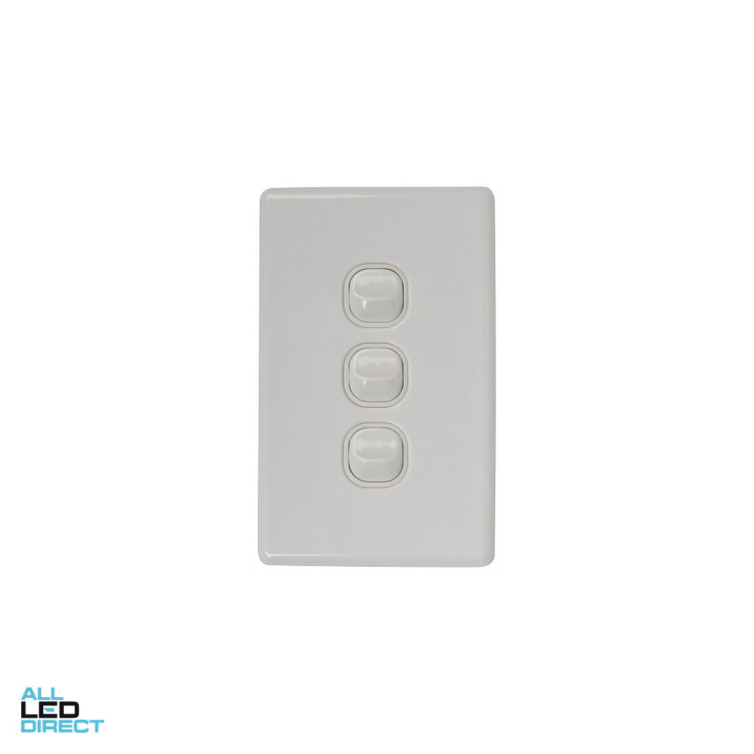 Tesla Classic 3 Gang Vertical Internal Rocker Switch White ALL LED Direct
