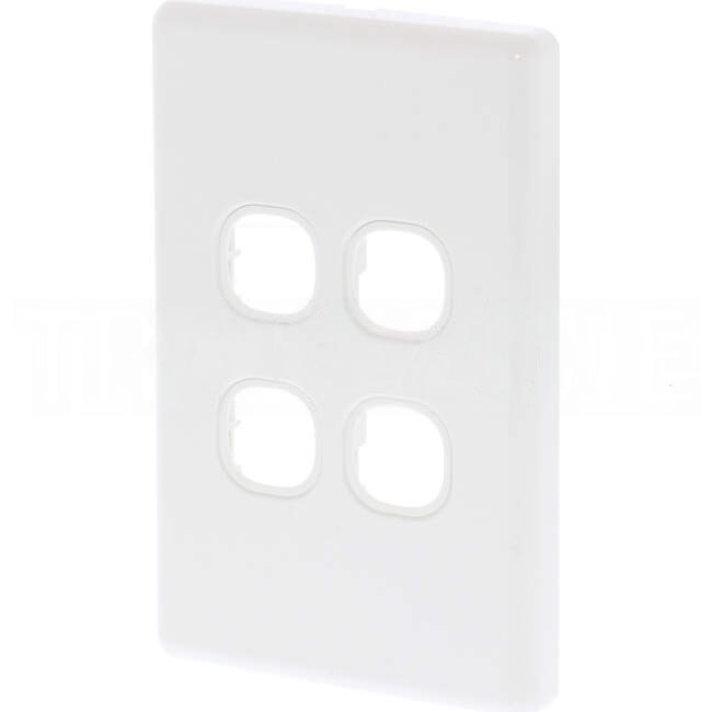 Tesla Classic 4 Gang Grid Plate & Standard Cover White