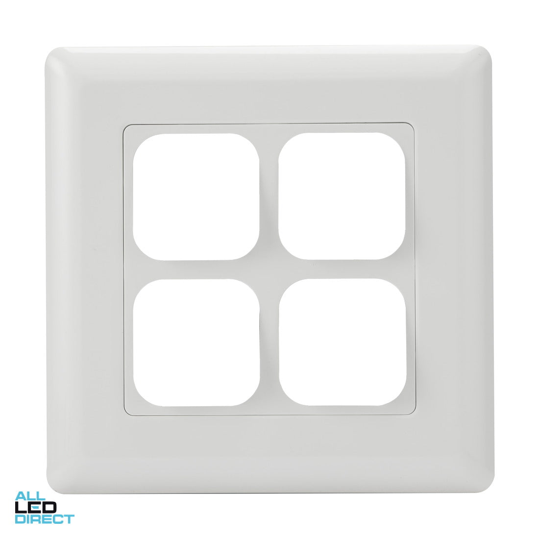 Tesla 4 Gang Large Dolly Grid and Cover Plate Large Format White ALL LED Direct