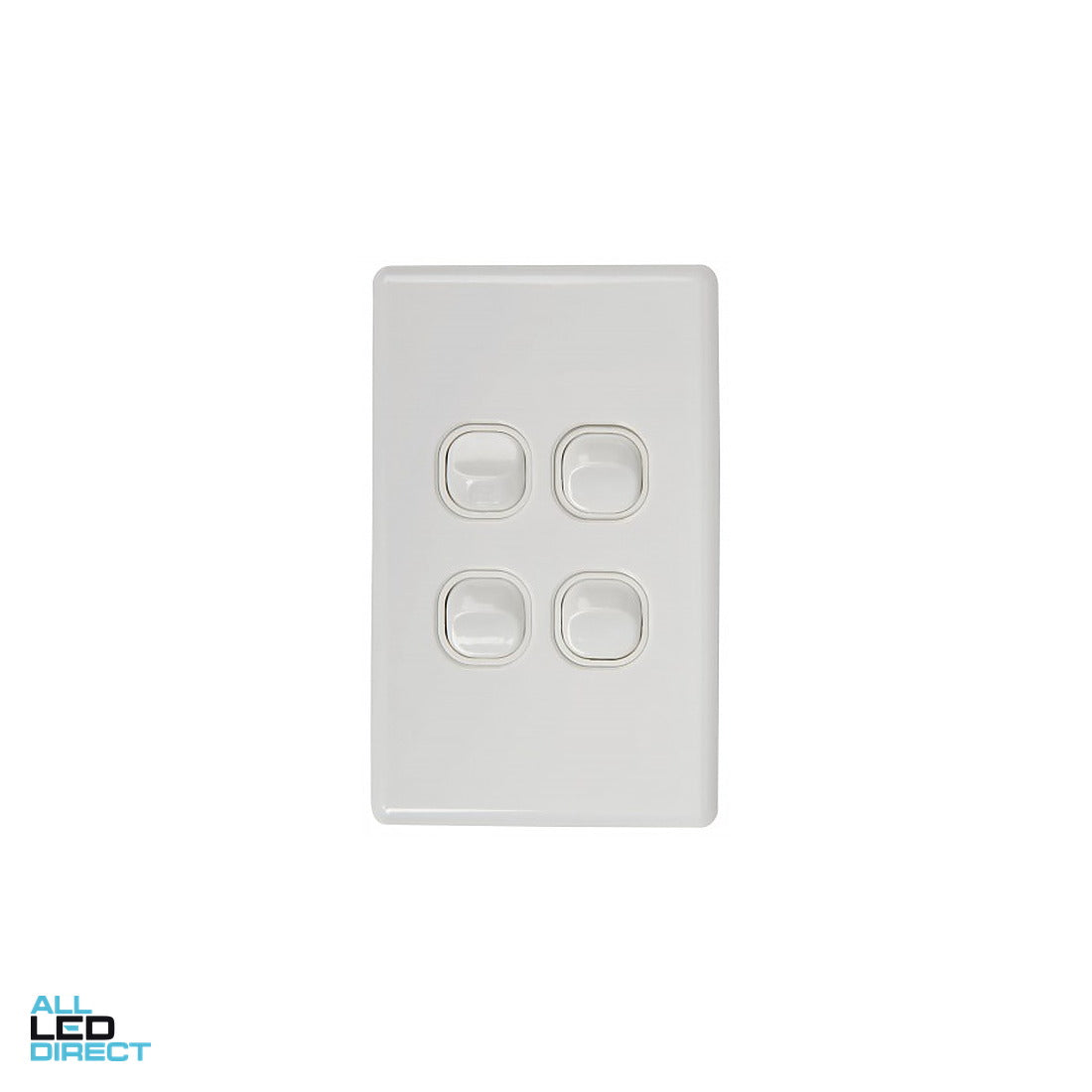 Tesla Classic 4 Gang Vertical Internal Rocker Switch White ALL LED Direct