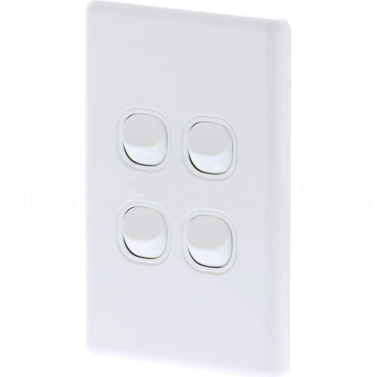 Tesla Classic 4 Gang Vertical Internal Rocker Switch White