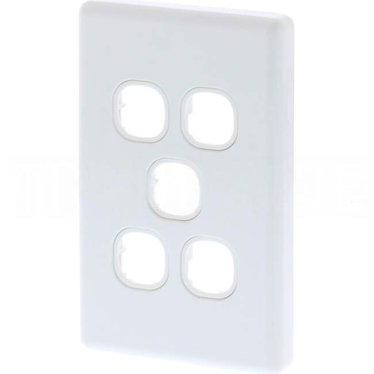 Tesla Classic 5 Gang Grid Plate & Standard Cover White