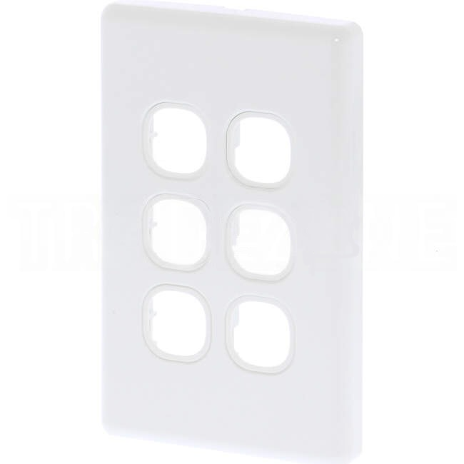 Tesla Classic 6 Gang Grid Plate & Standard Cover White