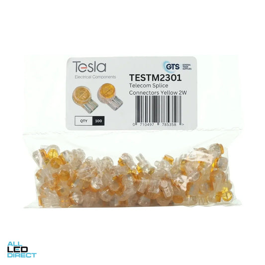 Tesla 2 Hole Gel Filled Wire Connector Yellow Pack Of 100 ALL LED Direct