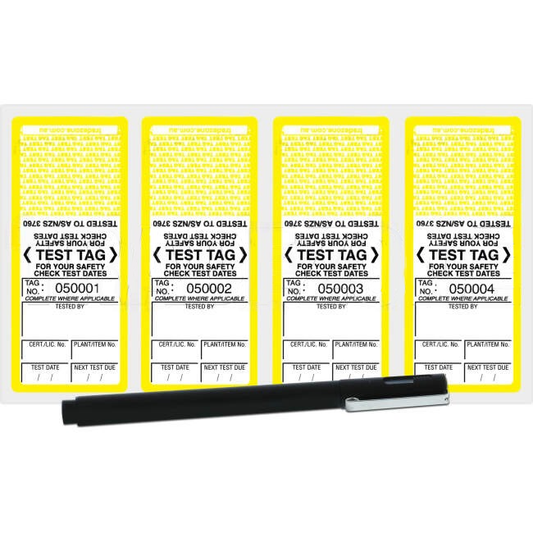 Exel Network Self Laminating Test Tag Including Industrial Marking Pen Yellow Pack Of 100