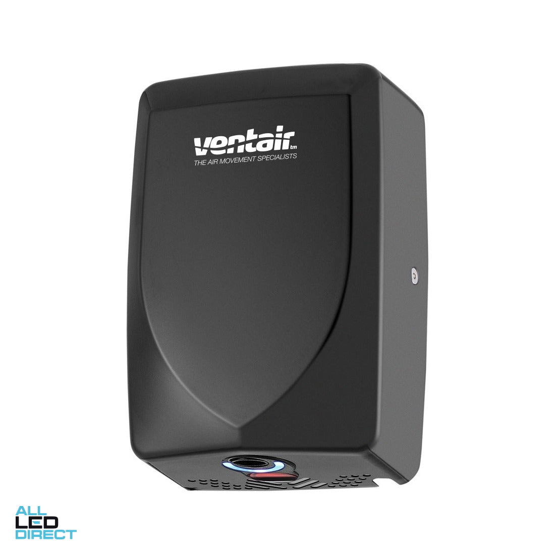 Ventair 600 Watt Thin Dry Wall Hand Dryer Black ALL LED Direct