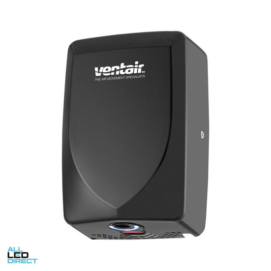 Ventair 600 Watt Thin Dry Wall Hand Dryer Black ALL LED Direct