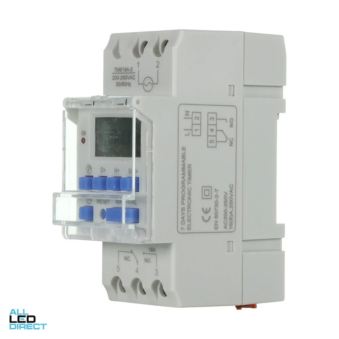 Matelec Single Phase 7 Day Programmable Din Rail Mount Timer 240 Volt AC ALL LED Direct