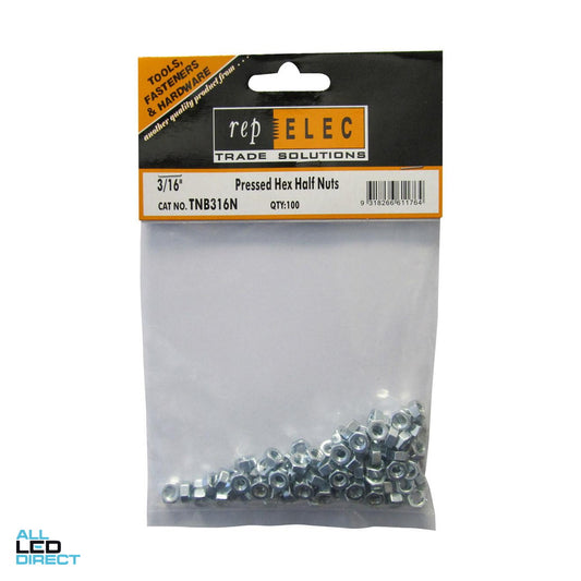 Repelec 3/16 Inch Hex Half Nuts Pack Of 100