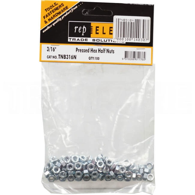 Repelec 3/16 Inch Hex Half Nuts Pack Of 100