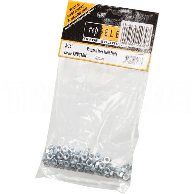 Repelec 3/16 Inch Hex Half Nuts Pack Of 100