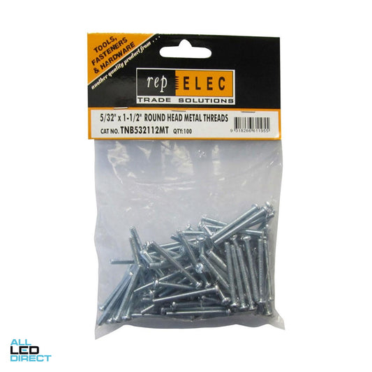 Repelec 5/32 x 1-1/2 Inch Round Slot Zinc Plated Metal Screw 100 Packet